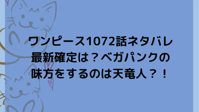 ワンピース1072話ネタバレ最新確定は?ベガパンクの味方をするのは天竜人?!