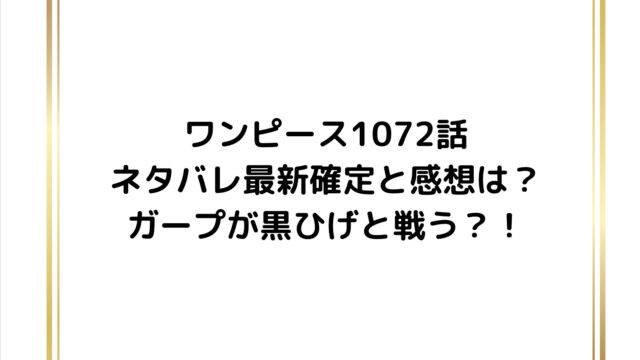 ワンピース1072話ネタバレ最新確定と感想は？ガープが黒ひげと戦う？！