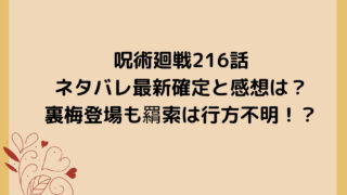 呪術廻戦216話ネタバレ最新確定と感想は？裏梅登場も羂索は行方不明！？