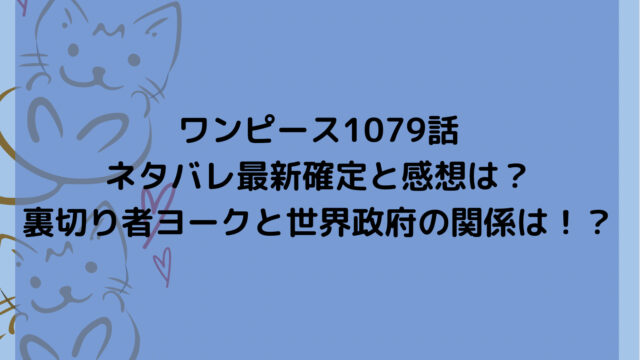 ワンピース1079話ネタバレ最新確定と感想は？裏切り者ヨークと世界政府の関係は！？