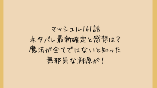 マッシュル161話ネタバレ最新確定と感想は？魔法が全てではないと知った無邪気な渕源が！